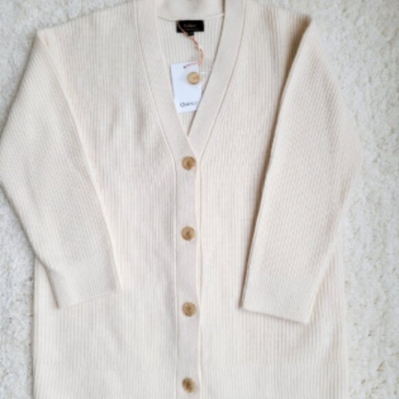 NWT Quince 100% Cashmere Oversized Cocoon Boyfriend Cardigan, ivory white, XS - Picture 1 of 6